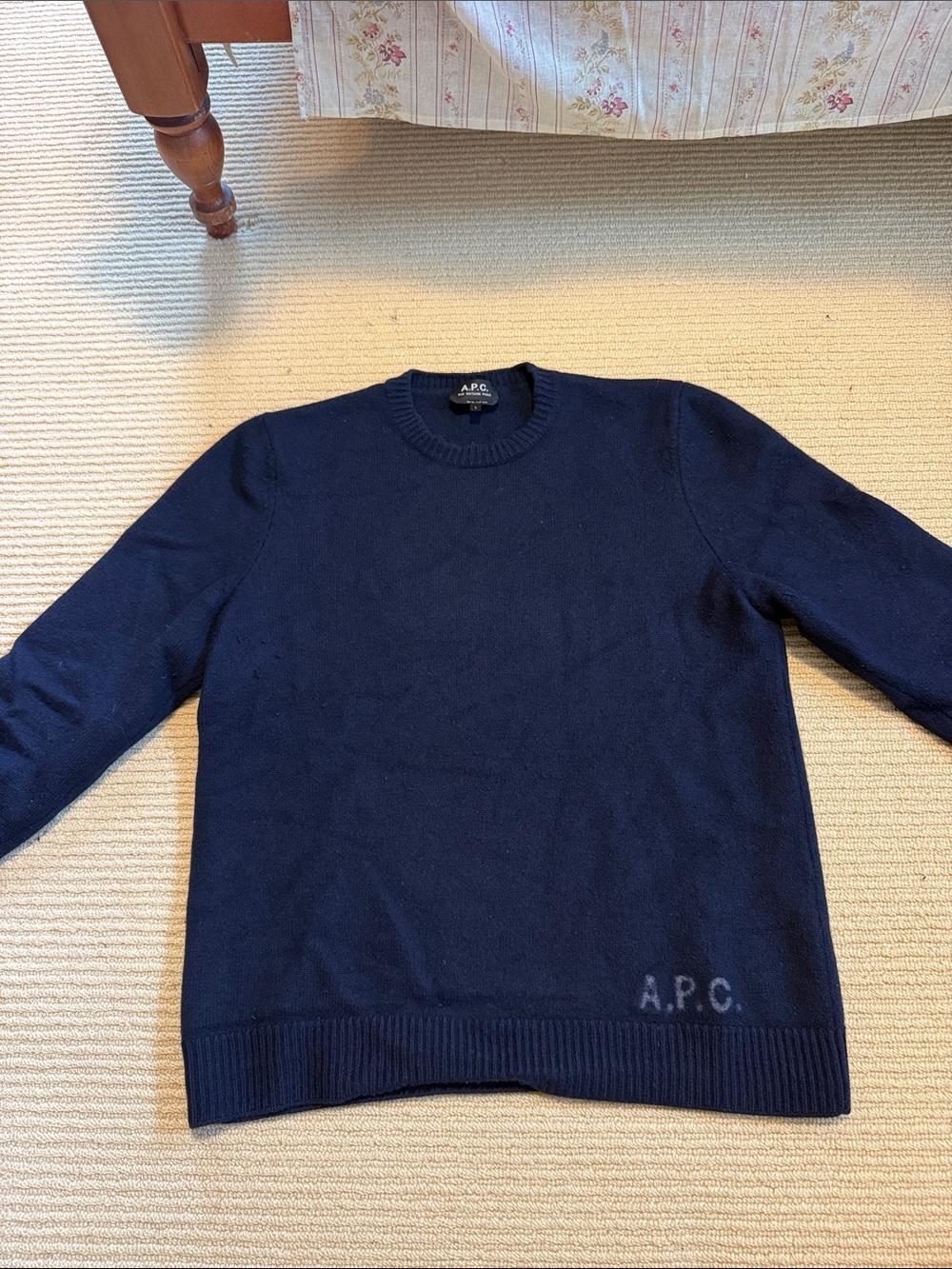 A.P.C. Men's Dark Navy Crewneck Sweater